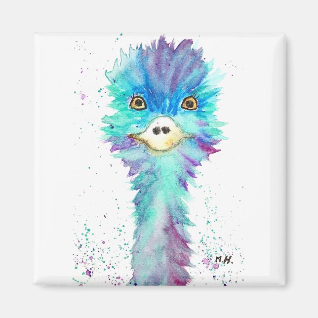 Colourful emu bird magnet (Front)
