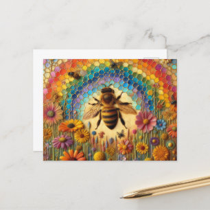 Colourful Encaustic Bees Postcard