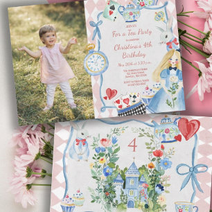 Colourful Enchanted Alice in Wonderland Birthday Invitation