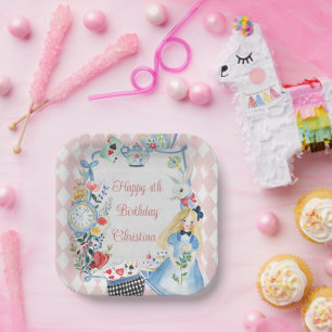 Colourful Enchanted Alice in Wonderland Birthday  Paper Plate