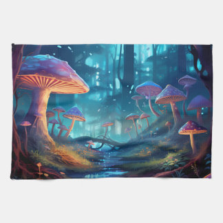 Colourful Enchanted Forest Fantasy Luminescence Kitchen Towel