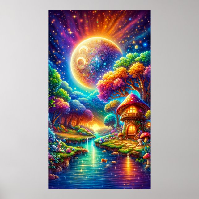Colourful Enchanted River Landscape Poster (Front)