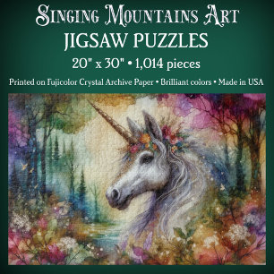 Colourful Enchanted Watercolor Unicorn Jigsaw Puzzle