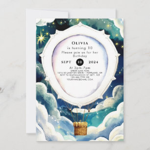Colourful Enchantment Hot Air Balloon Birthday Invitation