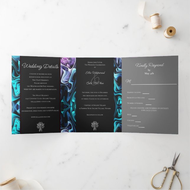 Colourful Enchantment Wedding Tri-Fold Invitation (Inside)