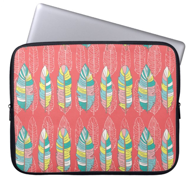 Colourful Endless Feather Texture Laptop Sleeve (Front)