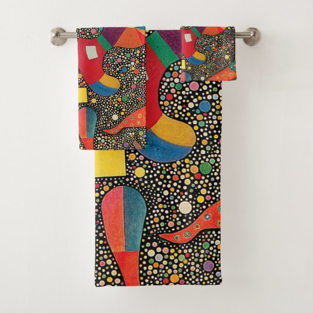 Colourful Ensemble by Wassily Kandinsky Bath Towel Set (Insitu)