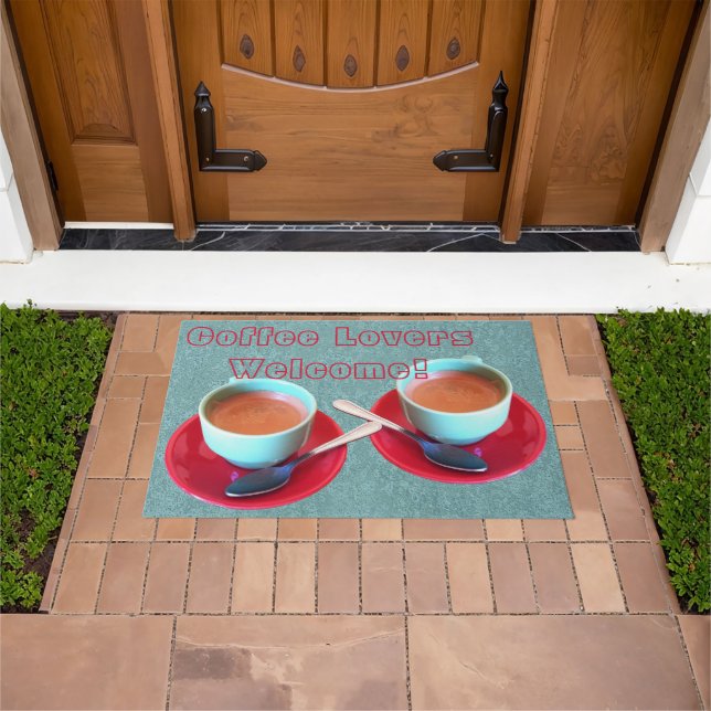 Colourful Espresso Cups Saucer Photo Template Doormat (Outdoor)