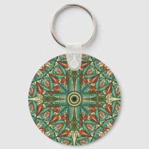 Colourful Ethnic Arabesque: Vintage Ornament Keychain