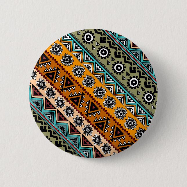 Colourful ethnic aztec patterns design 2 inch round button (Front)