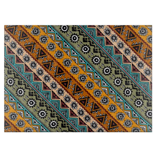 Colourful ethnic aztec patterns design cutting board (Front)