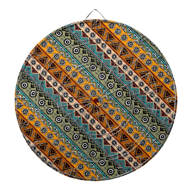 Colourful ethnic aztec patterns design dartboard (Front)