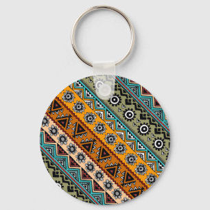 Colourful ethnic aztec patterns design decorative keychain