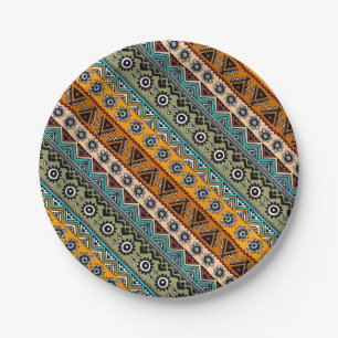Colourful ethnic aztec patterns design decorative paper plate