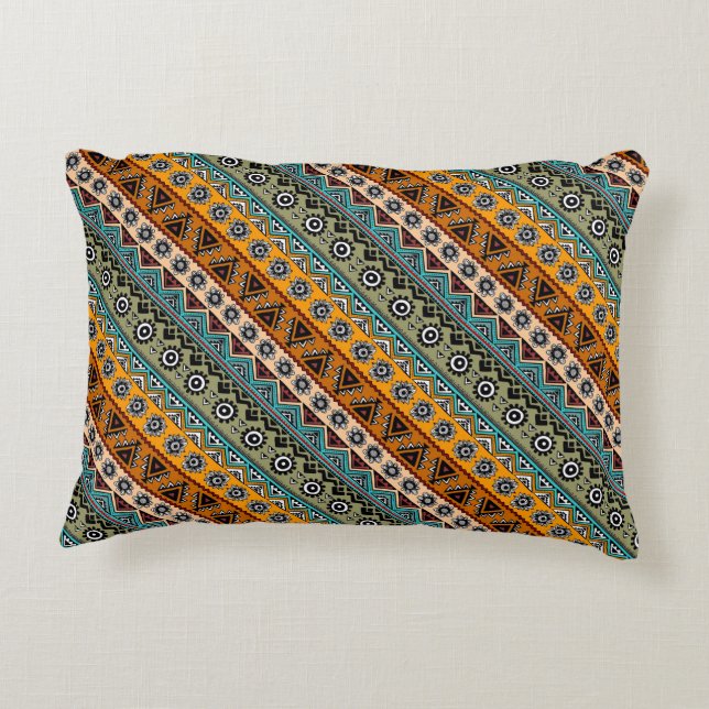 Colourful ethnic aztec patterns design decorative pillow (Back)