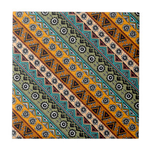 Colourful ethnic aztec patterns design decorative tile