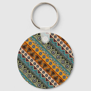 Colourful ethnic aztec patterns design keychain