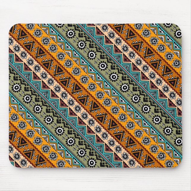 Colourful ethnic aztec patterns design mouse pad (Front)