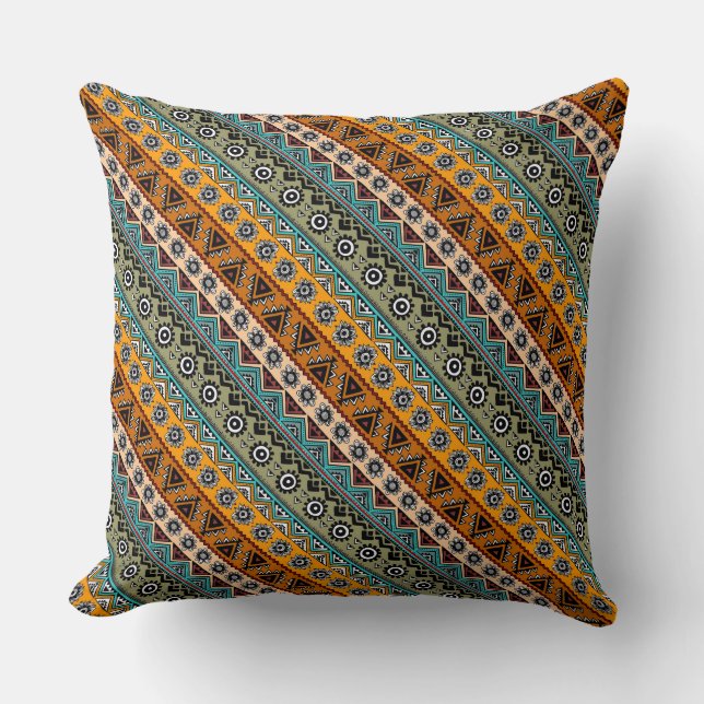 Colourful ethnic aztec patterns design throw pillow (Front)