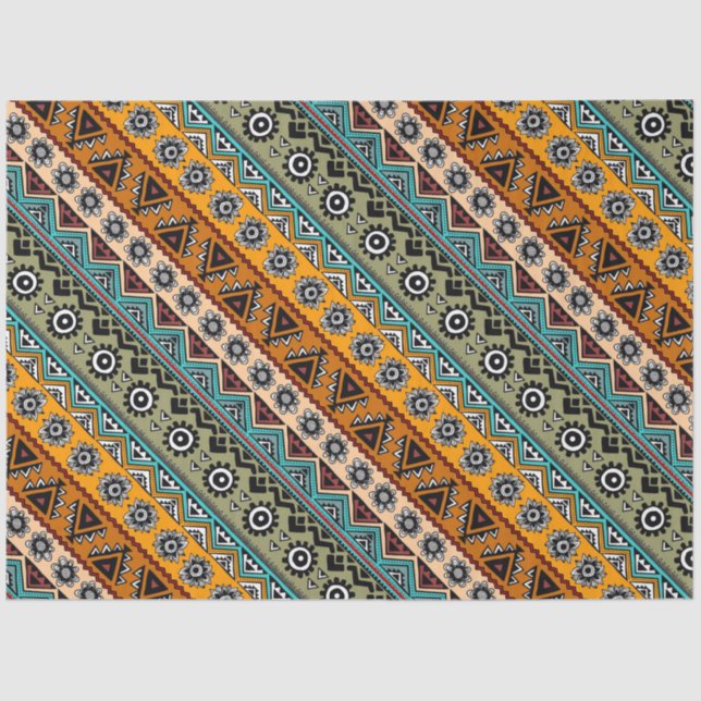 Colourful ethnic aztec patterns design tissue paper (Front)