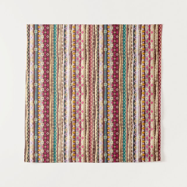 Colourful Ethnic Boho Tribal Pattern Tapestry (Front)