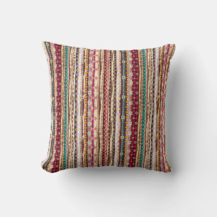 Colourful Ethnic Boho Tribal Pattern Throw Pillow