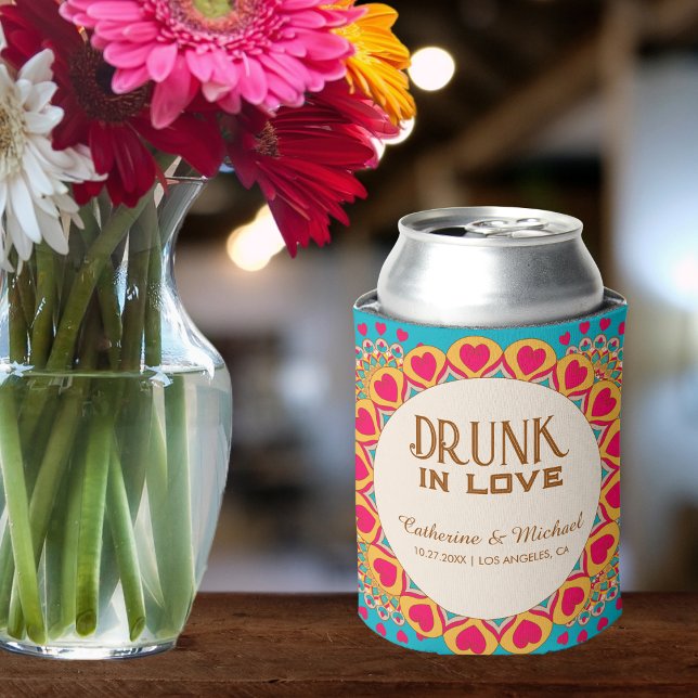 Colourful Ethnic Mandala Bold & Bright Wedding  Can Cooler (Creator Uploaded)