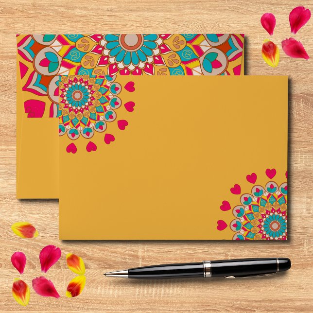 Colourful Ethnic Mandala Bold & Bright Wedding  Envelope (Creator Uploaded)