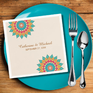 Colourful Ethnic Mandala Bold & Bright Wedding Napkin