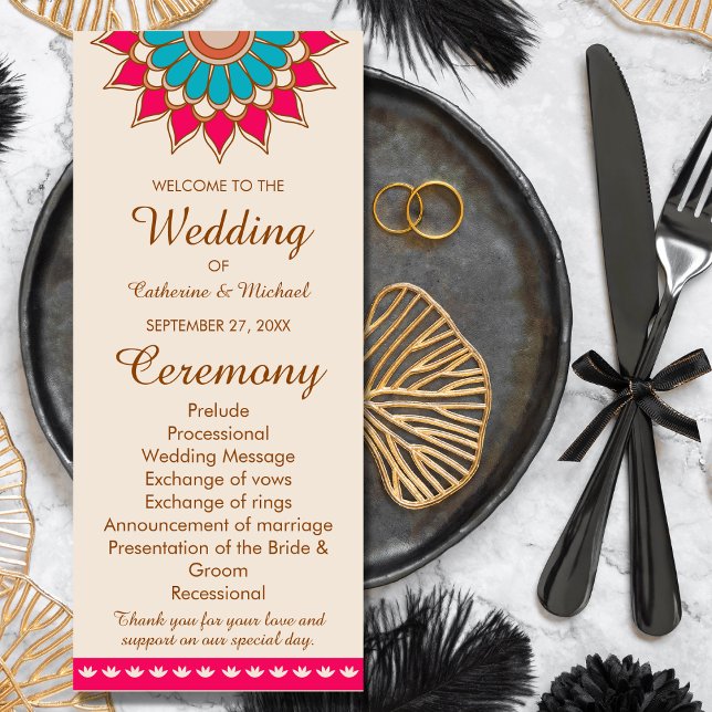 Colourful Ethnic Mandala Bold & Bright Wedding  Program (Creator Uploaded)