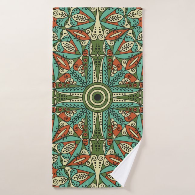 Colourful ethnic patterned background. Arabesque v Bath Towel (Bath Towel)