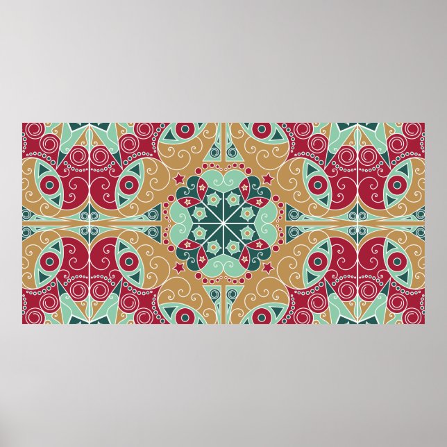 Colourful ethnic patterned background. Arabesque v Poster (Front)