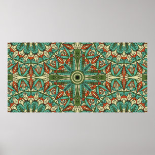 Colourful ethnic patterned background. Arabesque v Poster