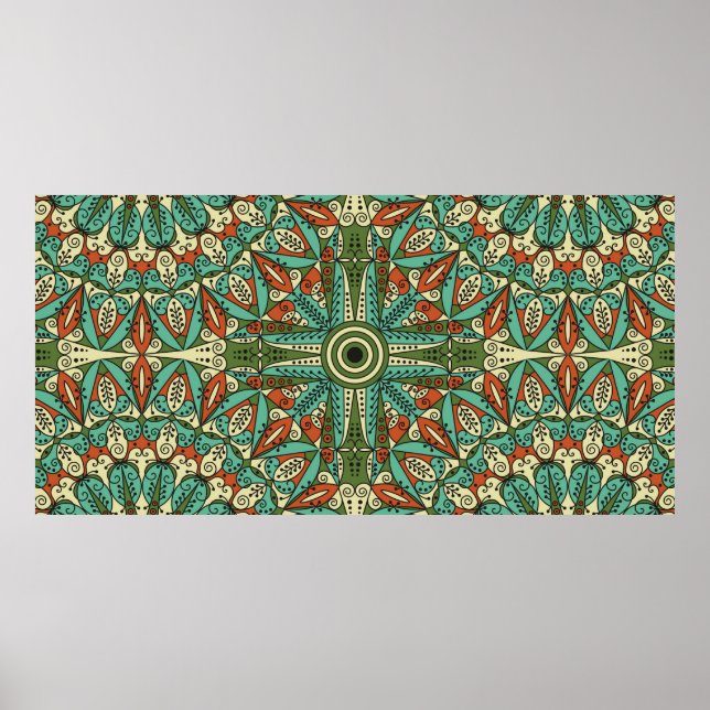 Colourful ethnic patterned background. Arabesque v Poster (Front)