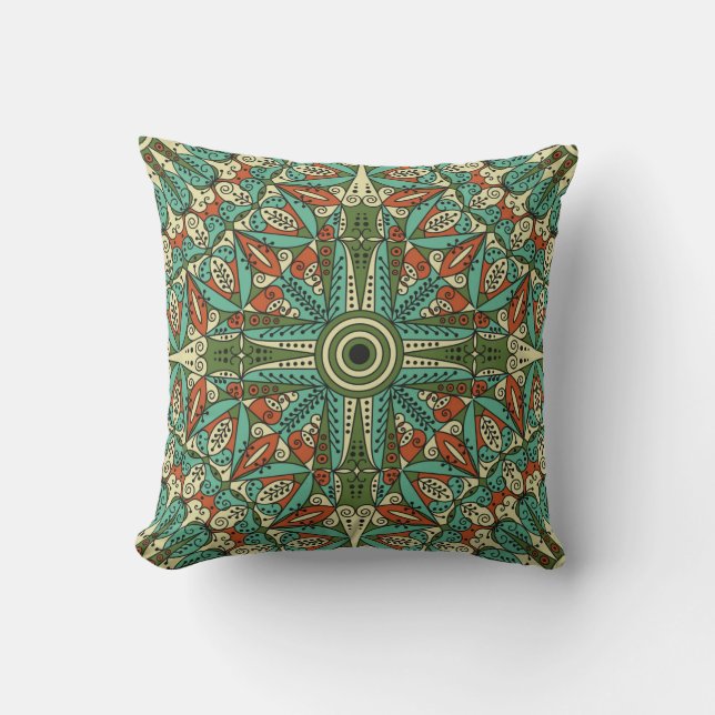 Colourful ethnic patterned background. Arabesque v Throw Pillow (Front)