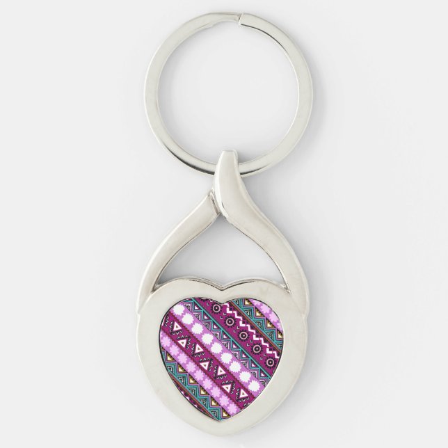 Colourful ethnic patterns design mouse pad keychain (Front)