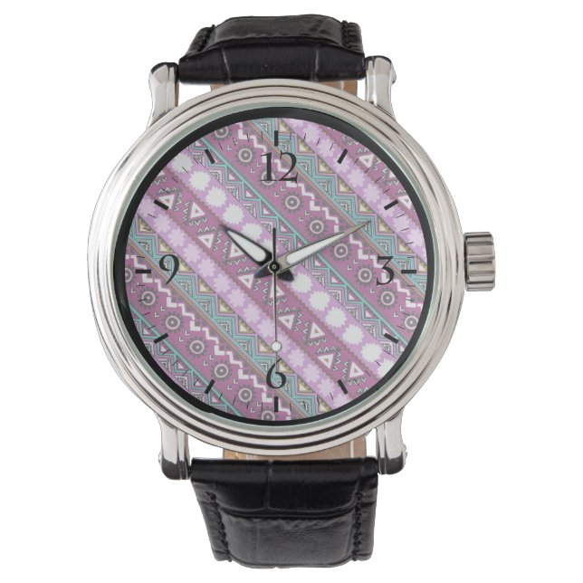 Colourful ethnic patterns design mouse pad watch (Front)