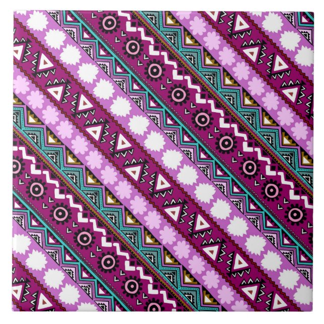 Colourful ethnic patterns design tile (Front)