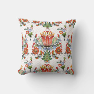 Colourful Ethnic Petrykivka: Ukrainian Flowers. Throw Pillow