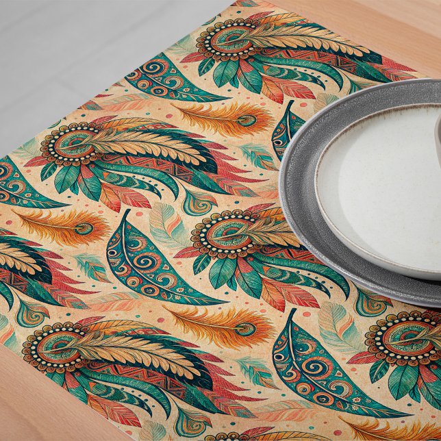 Colourful Ethnic Table Runner with Tribal Motifs (Colorful Ethnic Table Runner with Tribal Motifs)