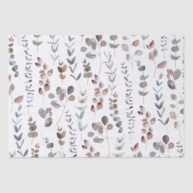 Colourful Eucalyptus Branches Watercolor   Tissue Paper (Front)