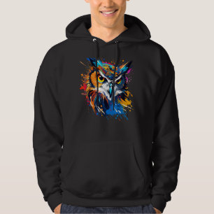 Colourful Eurasian Eagle Owl Owls Lover Splash Art Hoodie