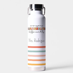 Colourful Everyone Communicates Differently  Water Bottle