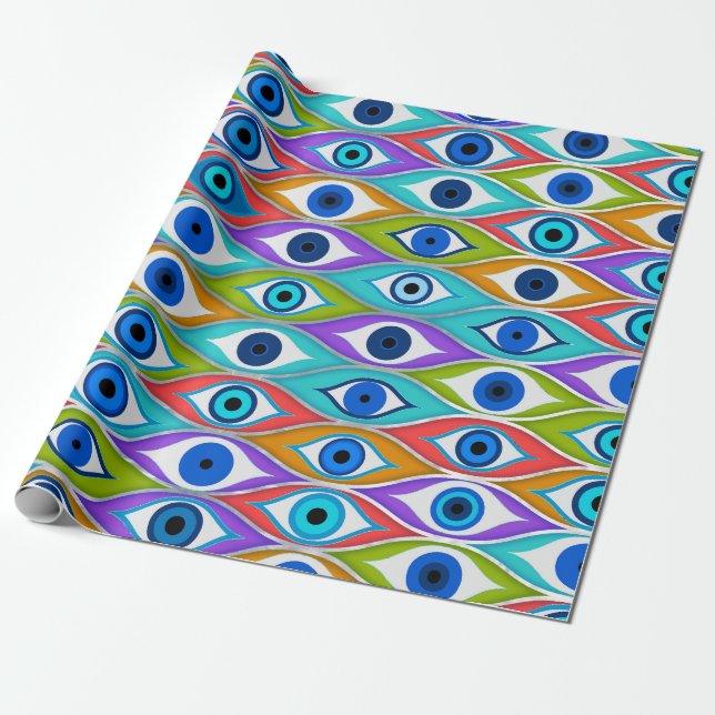 Colourful Evil Eye protection pattern Wrapping Paper (Unrolled)