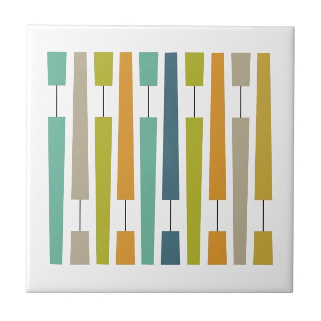 Colourful Exclamation Points Geometric Mid Century Tile (Front)