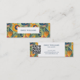 Colourful exotic abstract flowers pattern mini business card