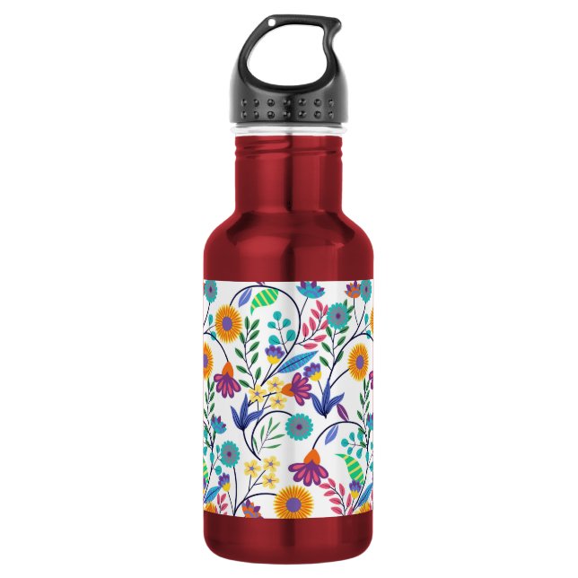 Colourful Exotic Floral Background Pattern-23145 532 Ml Water Bottle (Front)