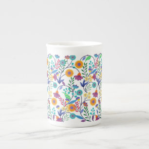 Colourful Exotic Floral Background Pattern-23145 Bone China Mug