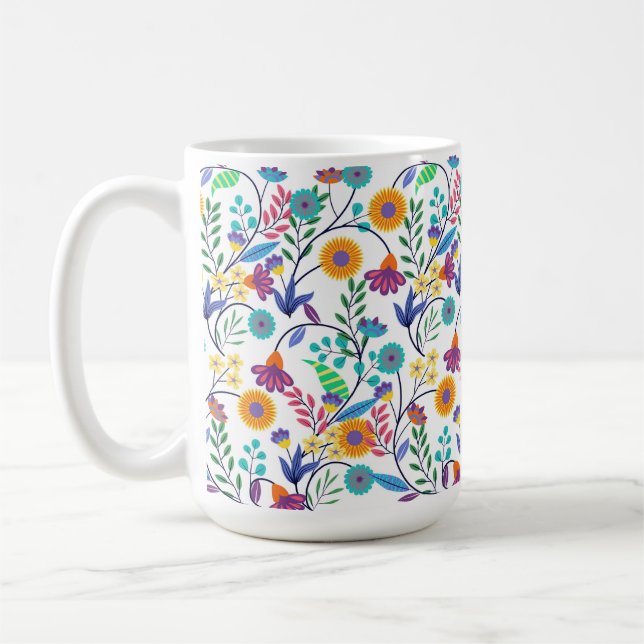 Colourful Exotic Floral Background Pattern-23145 Coffee Mug (Left)