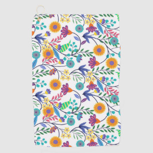 Colourful Exotic Floral Background Pattern-23145 Golf Towel